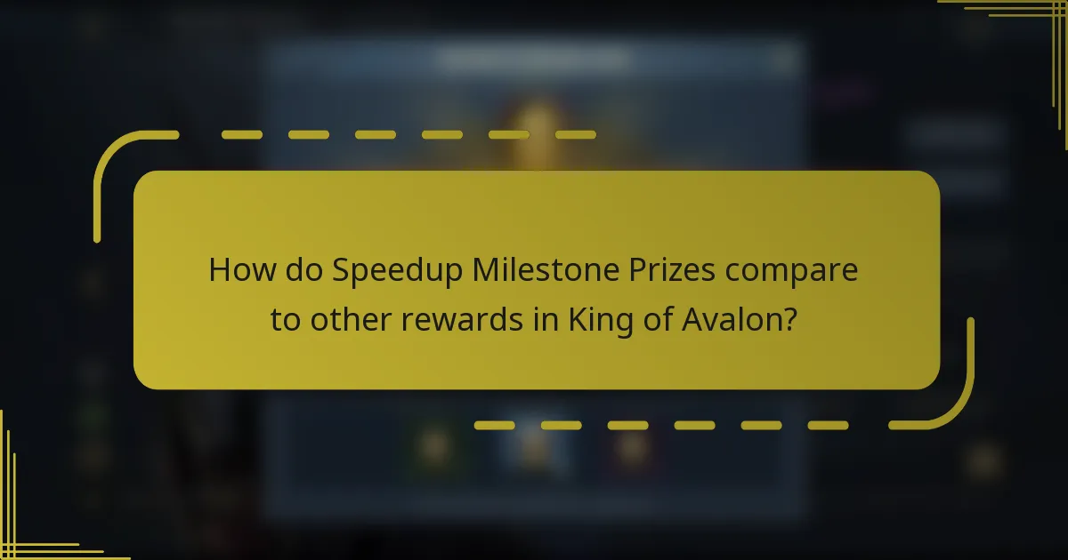 How do Speedup Milestone Prizes compare to other rewards in King of Avalon?