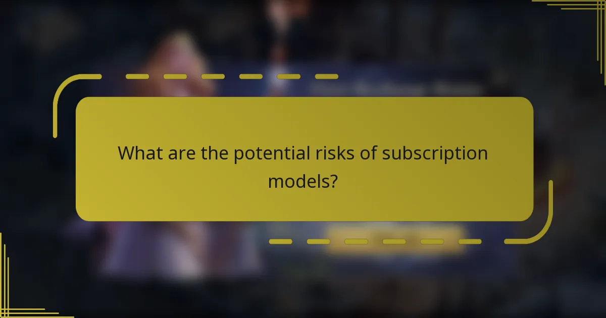 What are the potential risks of subscription models?